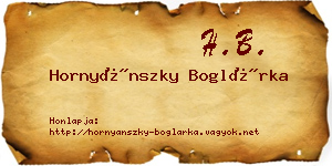 Hornyánszky Boglárka névjegykártya